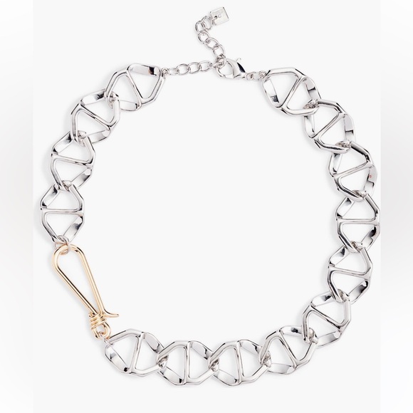 Open edit Geo anchor chain collar in Rhodium - Gold - Picture 3 of 8